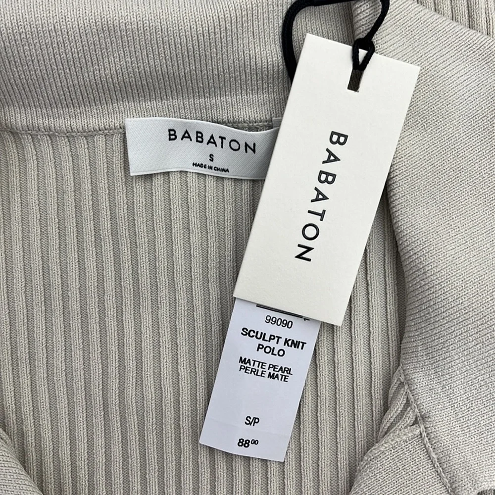 Aritzia color matte pearl Sculpt Knit Polo Longsleeve - Picture 3 of 7